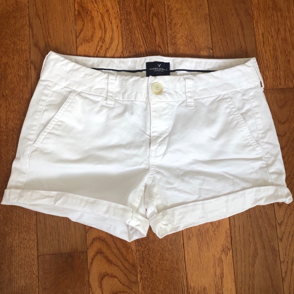 American Eagle White Midi Shorts